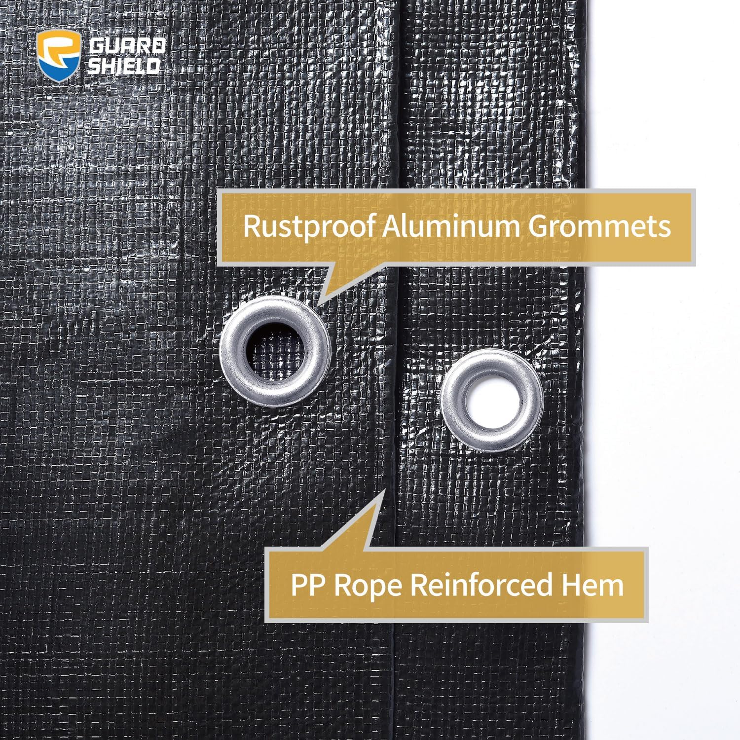 GUARD SHIELD Tarps Heavy Duty Waterproof Black Plus+ 10x12 FT Large 12 mil
