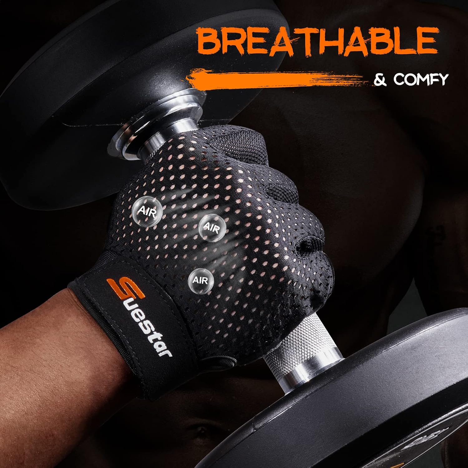 SueStar Workout Gloves - Men Women 2022, Weight Lifting Gym Gloves with Full Palm Protection, Excellent Grip, Ultra Breathable for Fitness, Training, Hanging