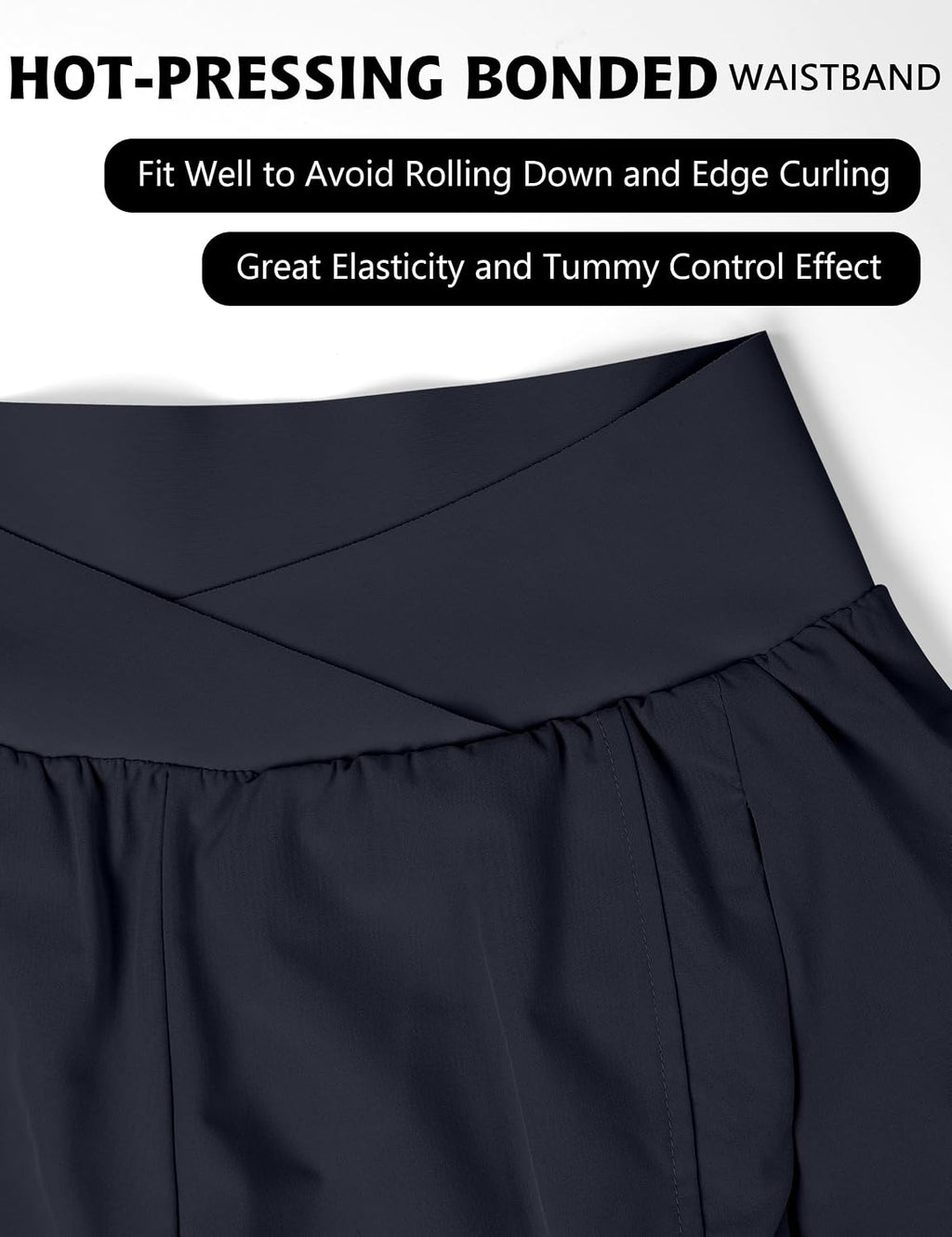 Blooming Jelly Women's Athletic Running Shorts Crossover Gym Workout Shorts