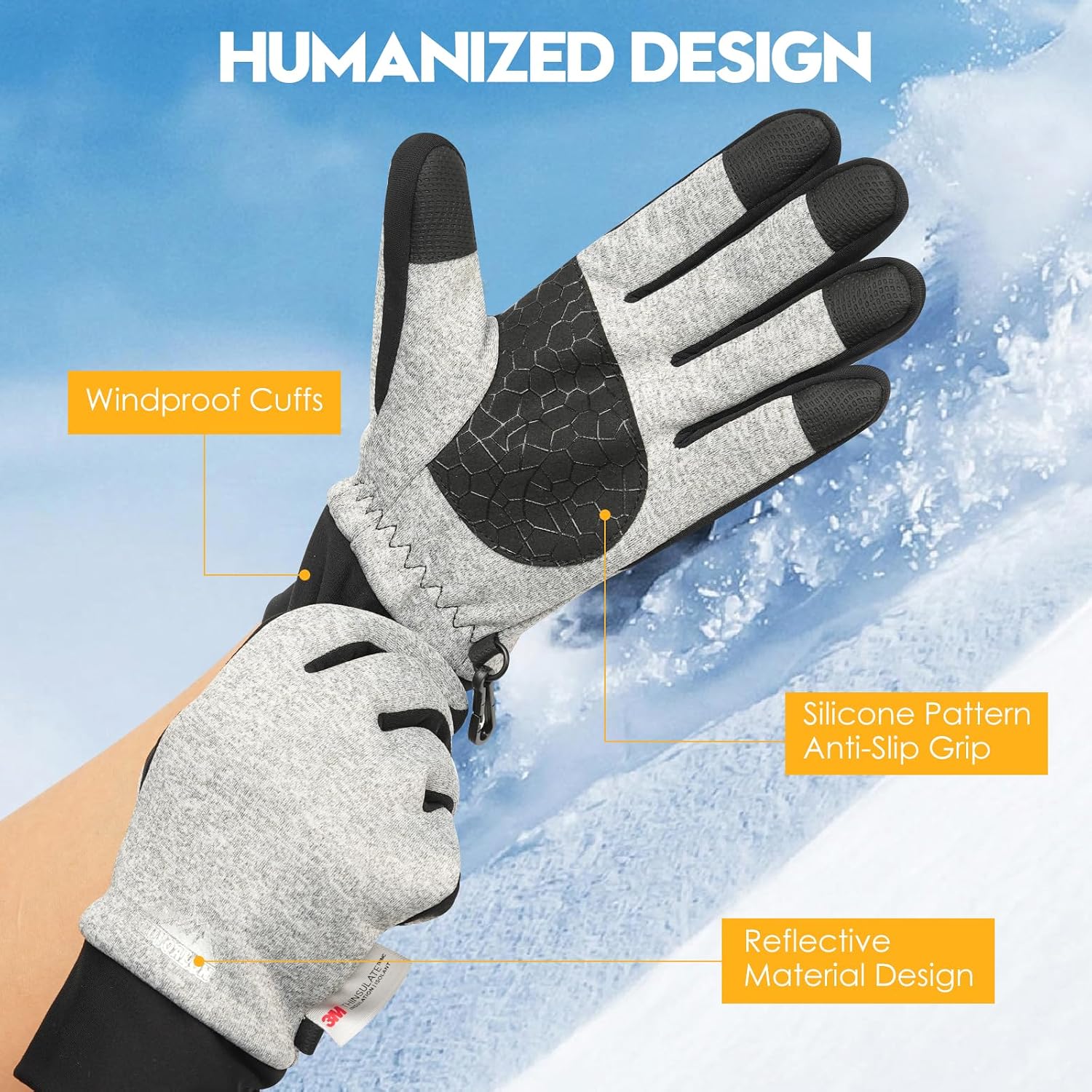 Bruvoalon Winter Gloves for Women & Men, 3M Thermal Insulation, Lycra Fabric, Touchscreen, Anti-Slip