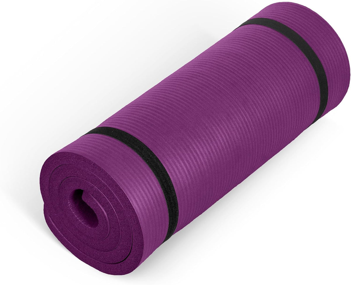 CAP 1" Extra Thick Yoga Mat, Exercise Mat with Strap, Multiple Colors