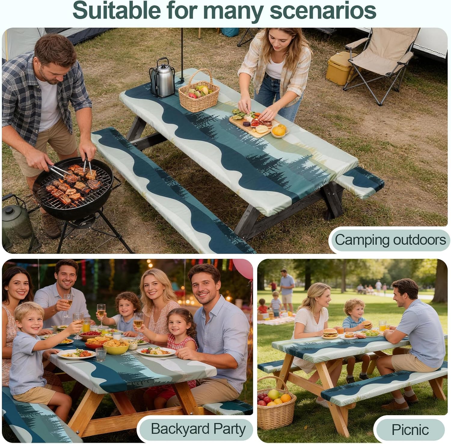 Play Tailor Picnic Table Cover Bench Covers Camping Essentials Tablecloth