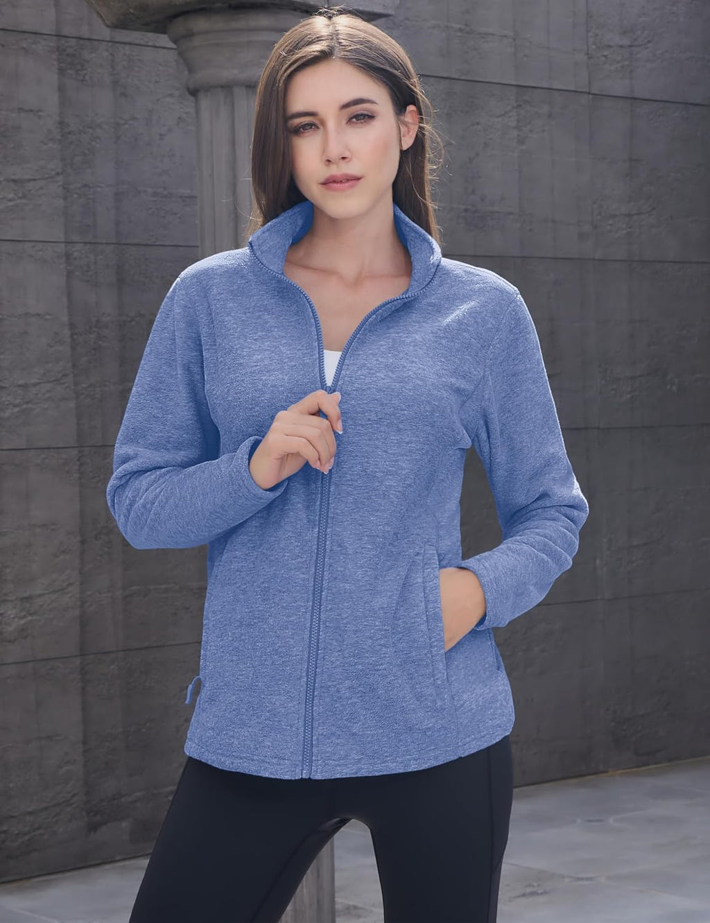 MAGCOMSEN Womens Fleece Zip Up Jacket with Pockets Lightweight Soft Coat