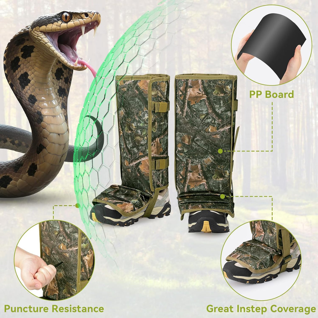 Snake Gaiters for Men & Women, Shoe Gaiters for Hunting, Hiking, Fishing, Farm Working, Snake Gators for Men & Women