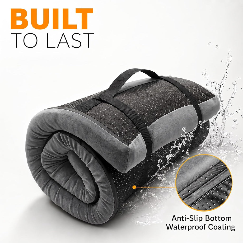 Roll Up Foam Camping Mattress - 30D High-Density Foam Sleeping Pad with Travel Bag - Portable Floor Mat for Tent, Car Camping & Guest Bed