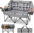 HOPERAN Double Camping Chair 800lbs Camping Couch Folding Loveseat, Grey