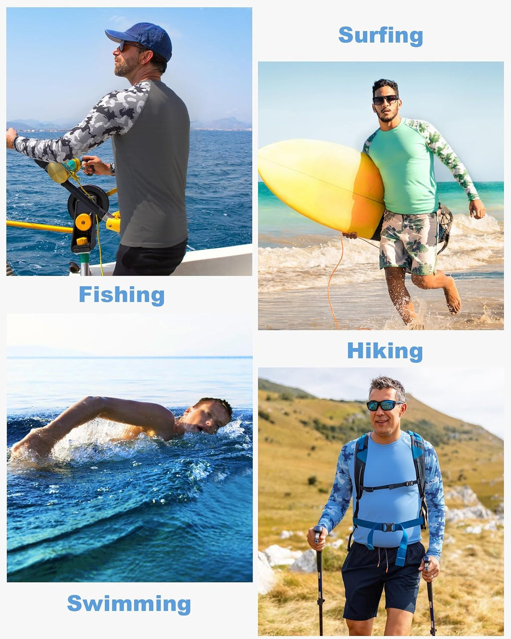 FISHEAL Men's Long Sleeve Fishing Shirts, UPF 50+ Camo Sun Protection Rash Guard, UV Shirt for Swimming Hunting Outdoor