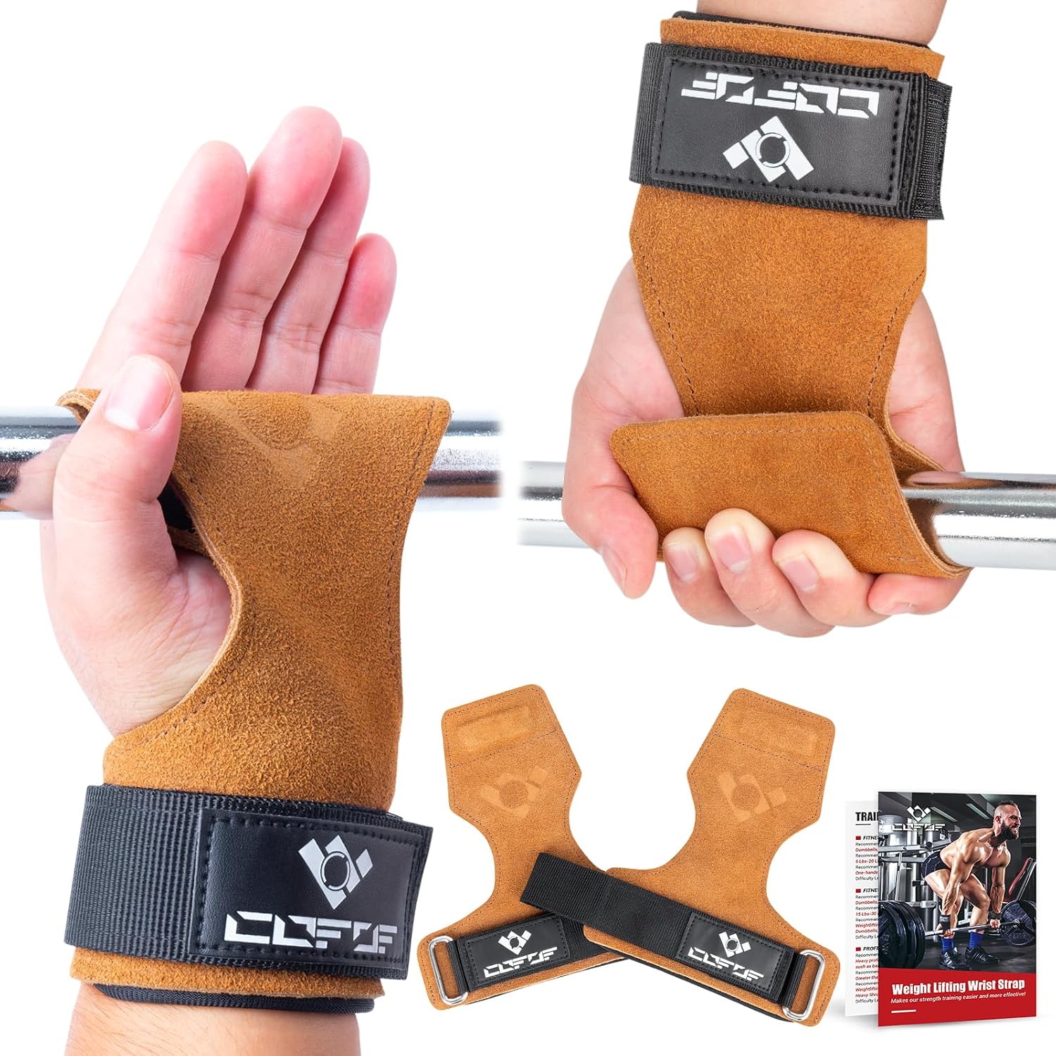 Weight Lifting Wrist Strap, Double-Layer Leather for Deadlift Powerlifting