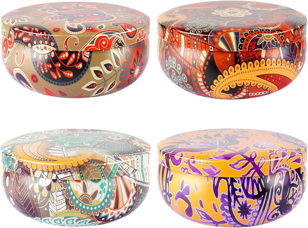 Set of 4 Large 13.5 oz Scented Citronella Candles Outdoor, Natural Soy Wax Floral Tin Candles with Cotton Wicks, Smokeless & Dripless for Patio Garden Camping, Summer Housewarming Gift