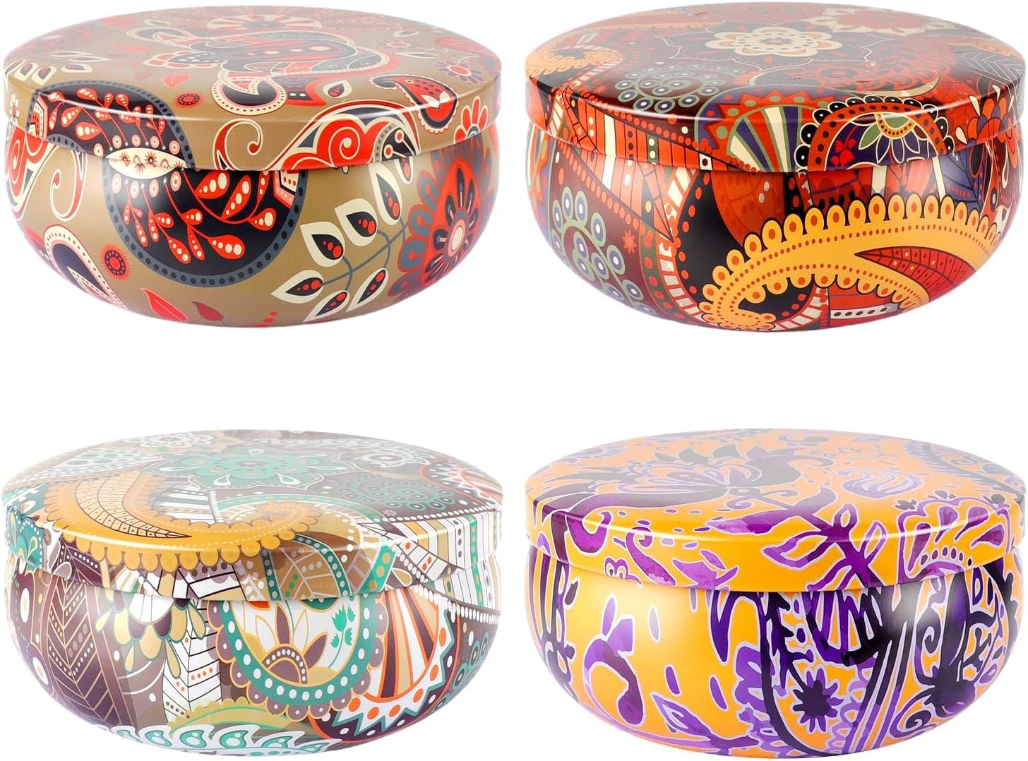 Set of 4 Large 13.5 oz Scented Citronella Candles Outdoor, Natural Soy Wax Floral Tin Candles with Cotton Wicks, Smokeless & Dripless for Patio Garden Camping, Summer Housewarming Gift