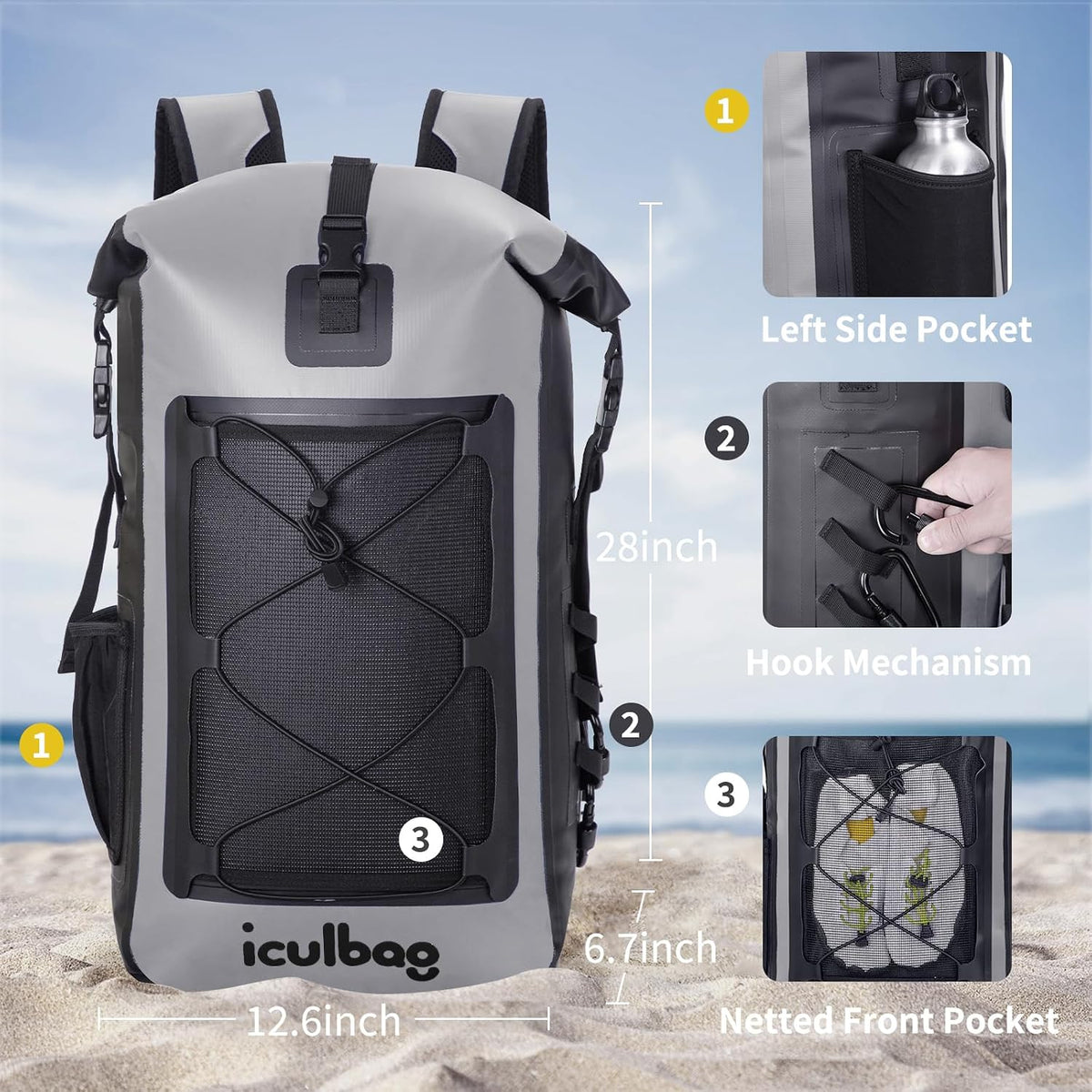 Dry Bags Waterproof Backpack for Women Men Travel Dry Bag Backpack Warterproof Bag for Kayaking Beach Boating 30L/40L