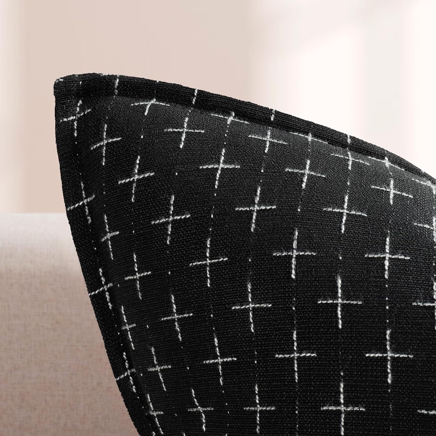 ZWJD Pillow Covers 18x18 Set of 2 Soft Polyester Textured Pillow Covers with Stylish Flange Edge Cozy Farmhouse Throw Pillows for Couch Bed Sofa Living Room