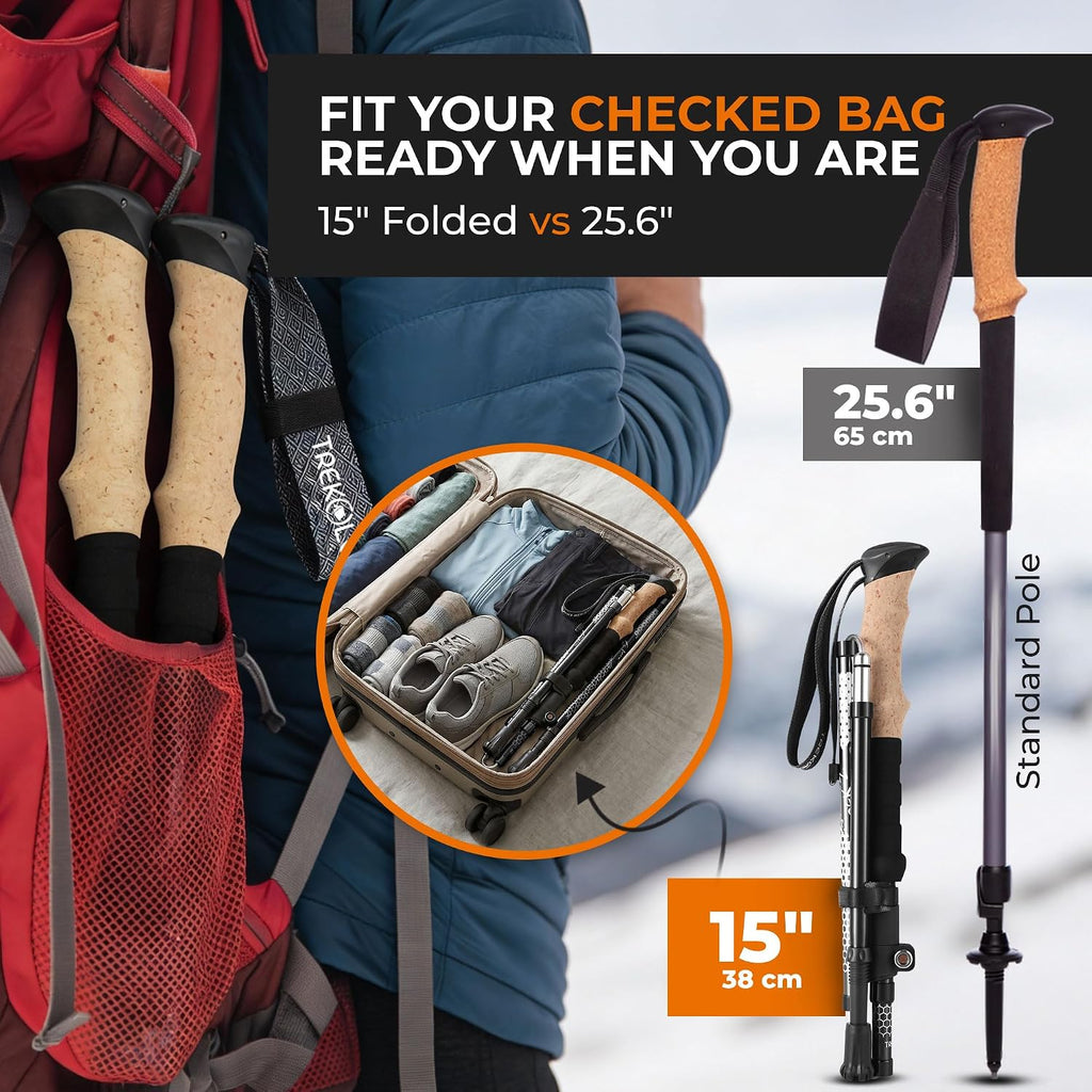 Trekology Trek-Z Hiking Trekking Poles, Walking Stick for Men, Women, 2pc