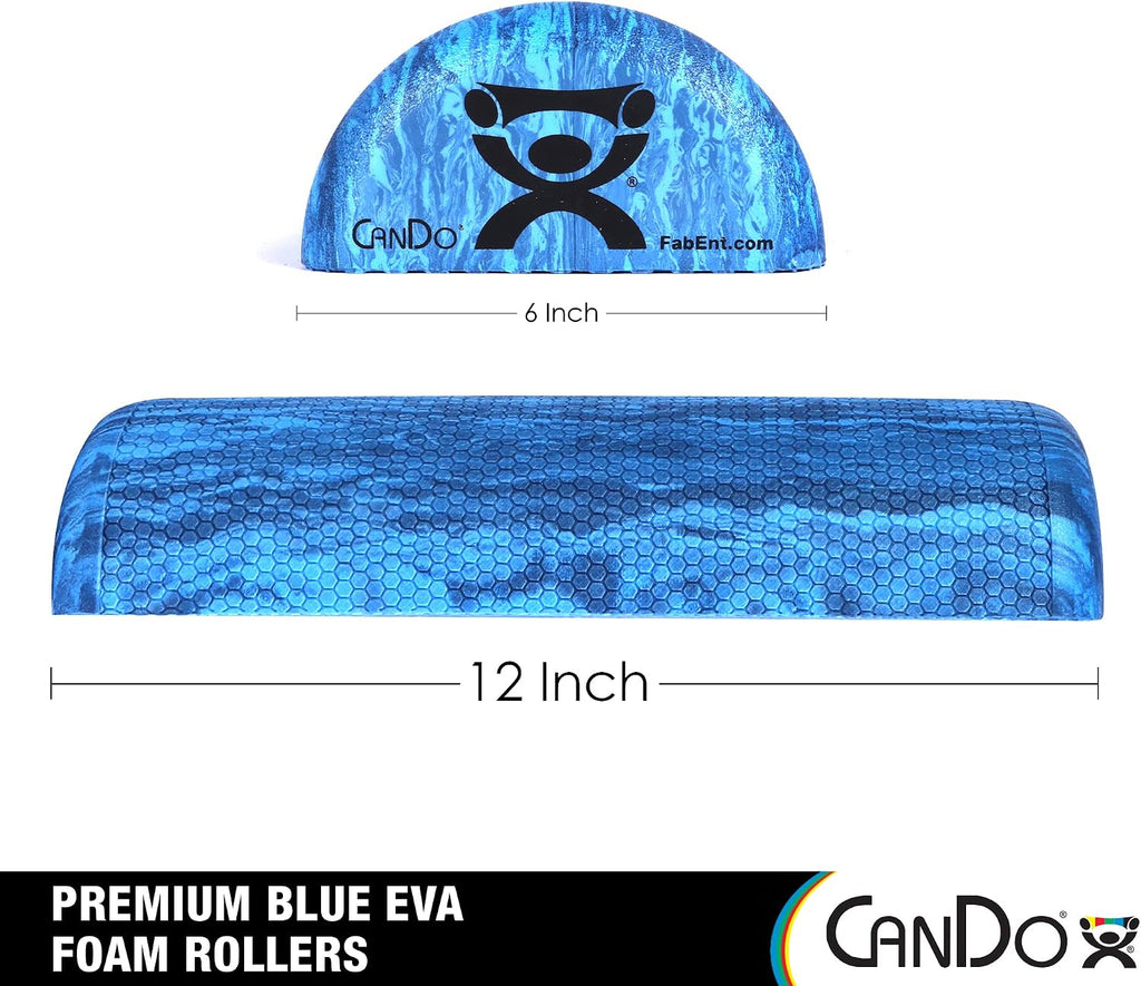 CanDo Premium Blue Marble EVA Foam Roller for Muscle Restoration, Massage Therapy, Sport Recovery and Physical Therapy 6" x 12" Half-Round