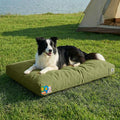 Sytopia 36 Inch Canvas Outdoor Dog Bed for Large Dogs, Durable Dog Bed with Waterproof Machine Washable Removable Cover, Indoor Patio Pet Pad for Crate, Green