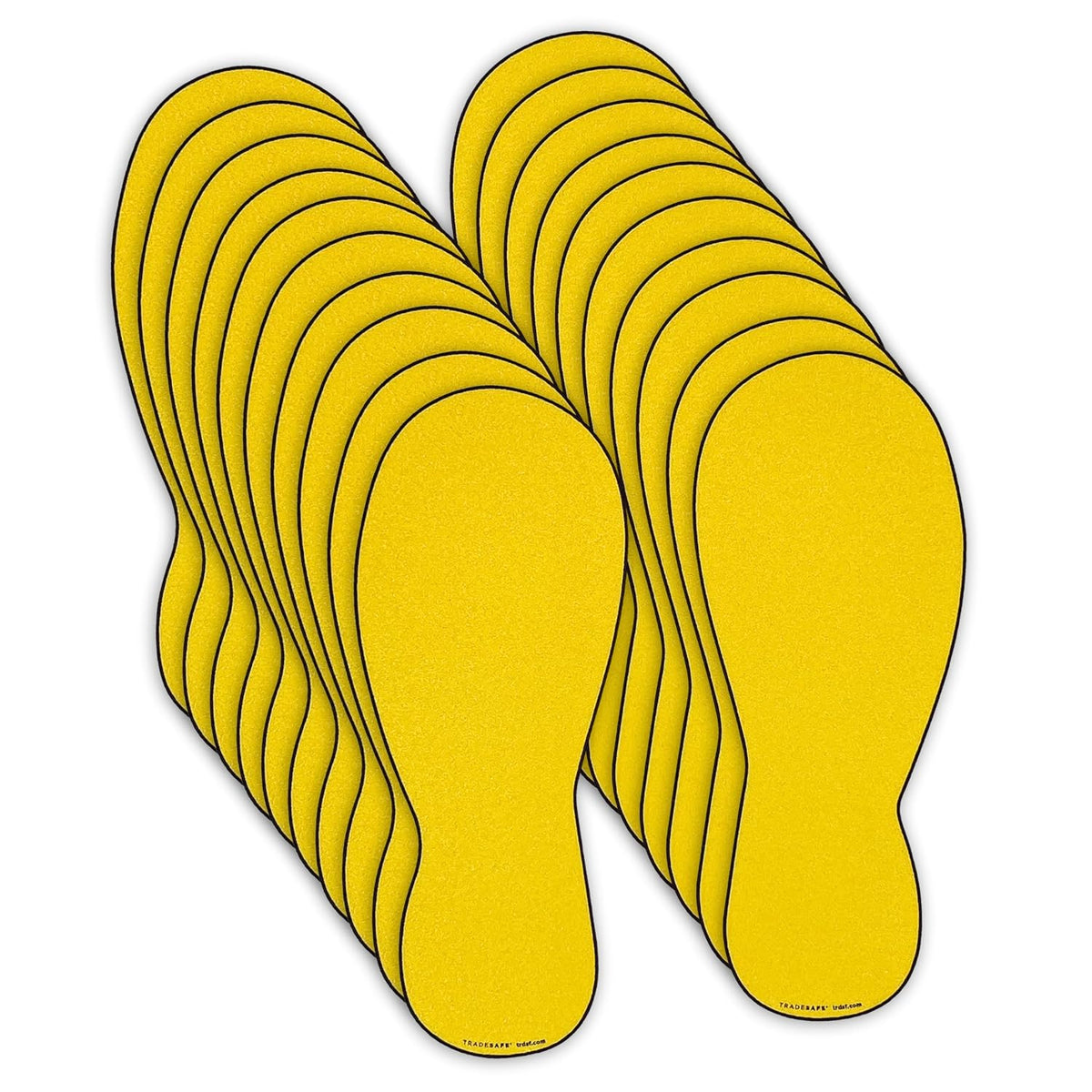 TRADESAFE Footprint Cutouts Anti-Slip Floor Stickers - 10 Pairs Foot Placement Stickers, Peel and Stick Adhesive Vinyl Foot Print Decals, ANSI-Compliant, 10 Inches Size