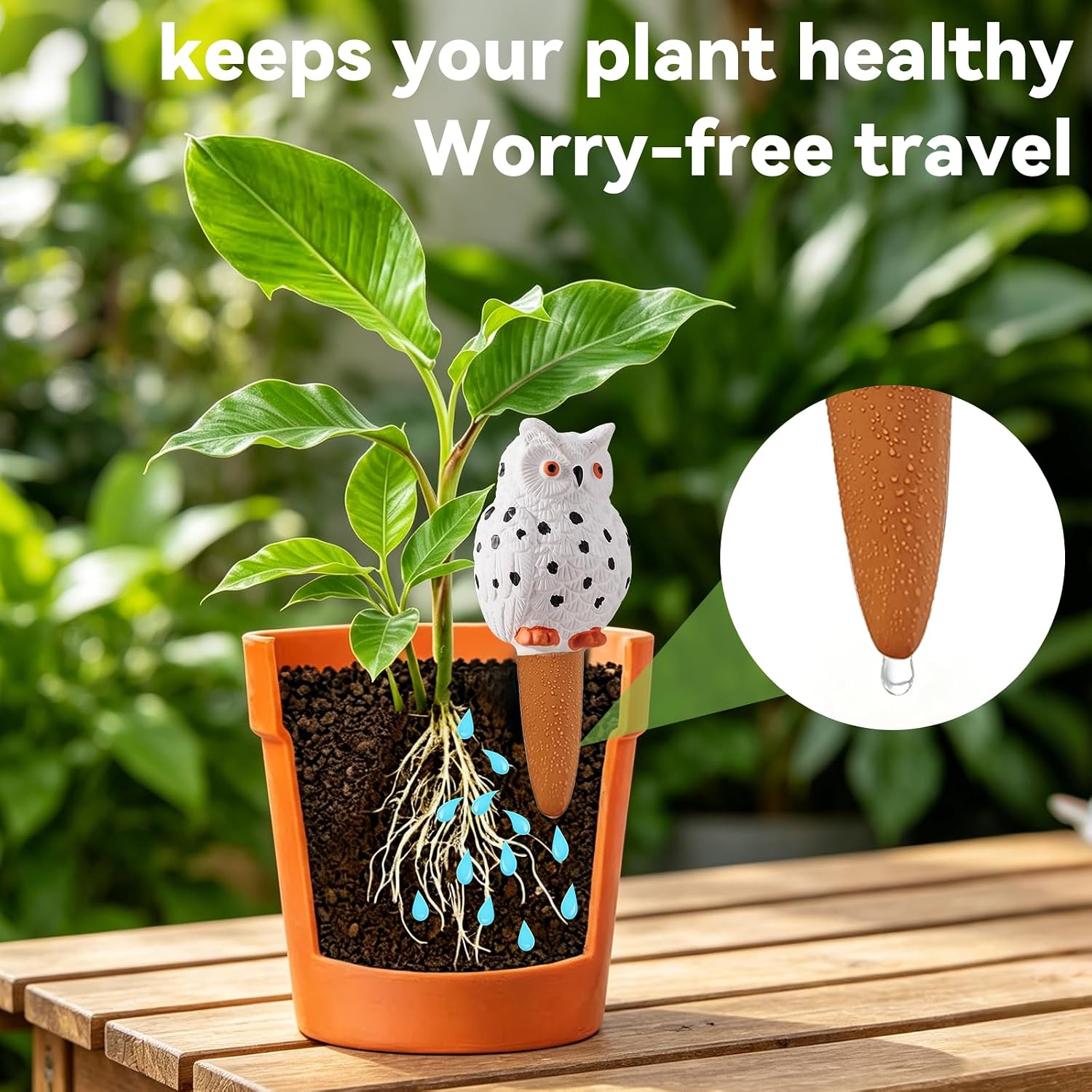 YesWhat Terracotta Watering Spikes Slow Release Watering Stakes 4-Pack