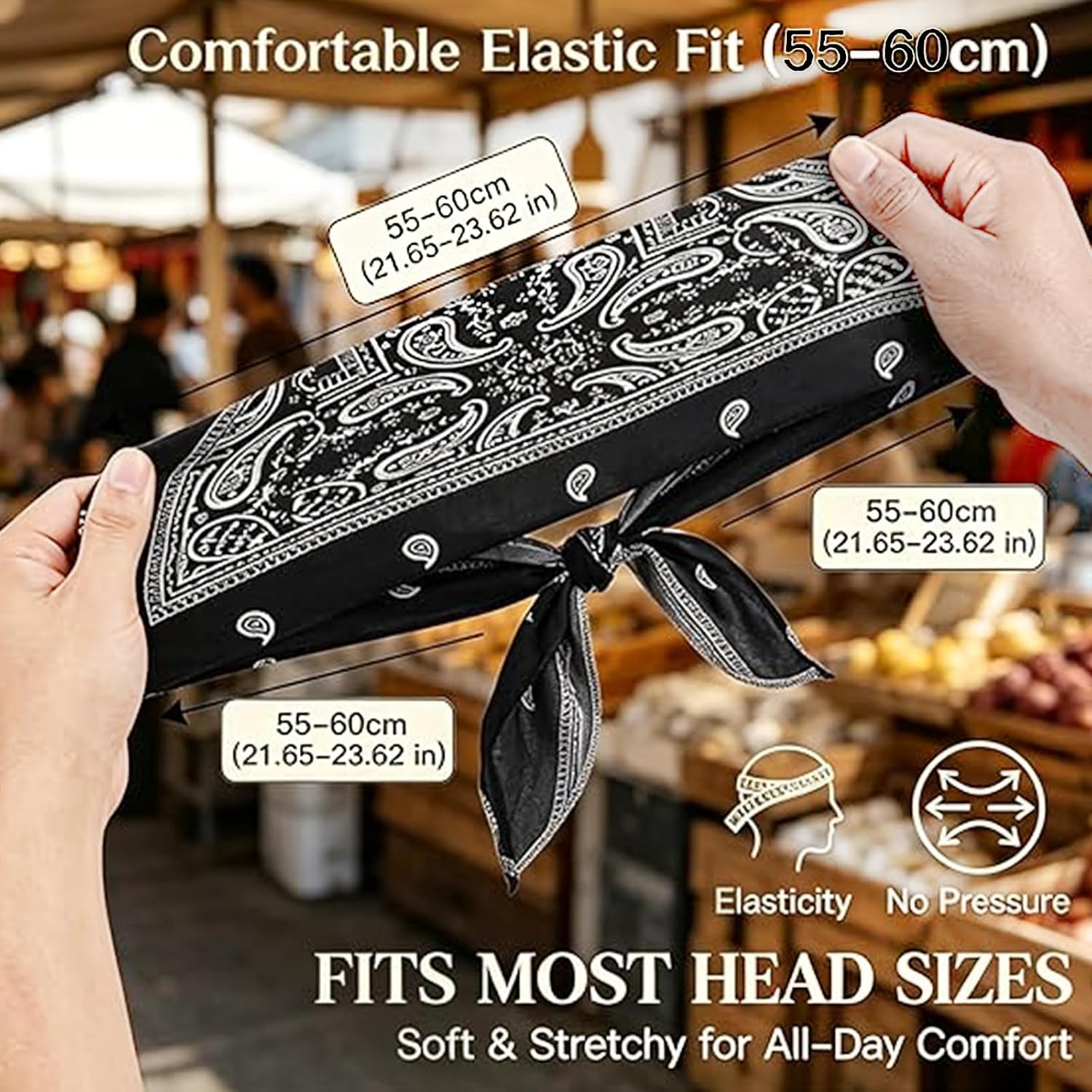 5Pack Bandana Caps for Men, Skull Cap,Elastic Sports Cap with Elastic Fit & Adjustable Straps for Biking Hiking Gym Work Construction and Outdoor Environments Supporting Different Active Lifestyles