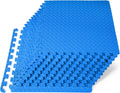 ProsourceFit Exercise Puzzle Mat ½-inch, EVA Interlocking Foam Floor Tiles for Home Gym, Workout Equipment, Kids Play Areas, Blue, 48 SQ FT - 12 Tiles