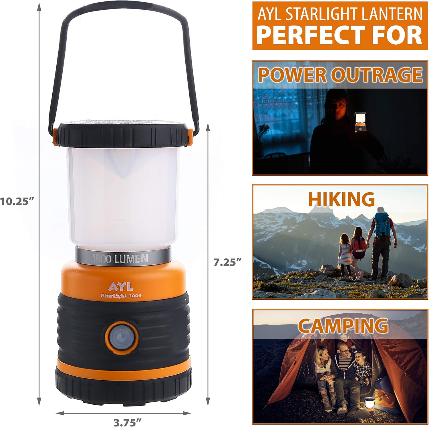 LED Camping Lantern, Battery Powered LED 1800LM, 4 Camping Lights Modes, Perfect Lantern Flashlight for Hurricane, Emergency Light, Storm, Power Outages, Survival Kits, Hiking, Fishing, Home and More