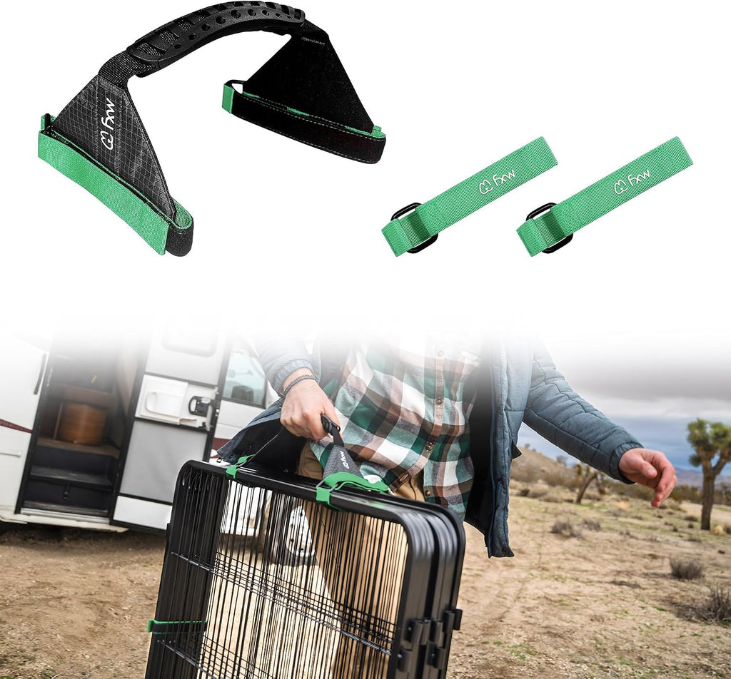 FXW Easy Carry Straps for Dog Playpen, Designed for RV Trips, Green