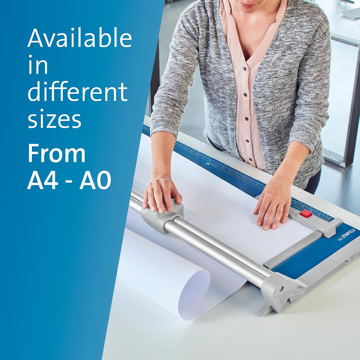 Dahle 552 Professional Rotary Trimmer, 20" Cut Length, 20 Sheet Capacity, Self-Sharpening, Dual Guide Bar, Automatic Clamp, German Engineered Paper Cutter