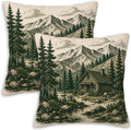 Mountain Cabin Throw Pillow Covers 18x18 Set of 2 | Rustic Lodge Decorative Cushion Covers | Pine Forest Pillow Cases for Couch Sofa Bed Living Room | Woodland Home Decor