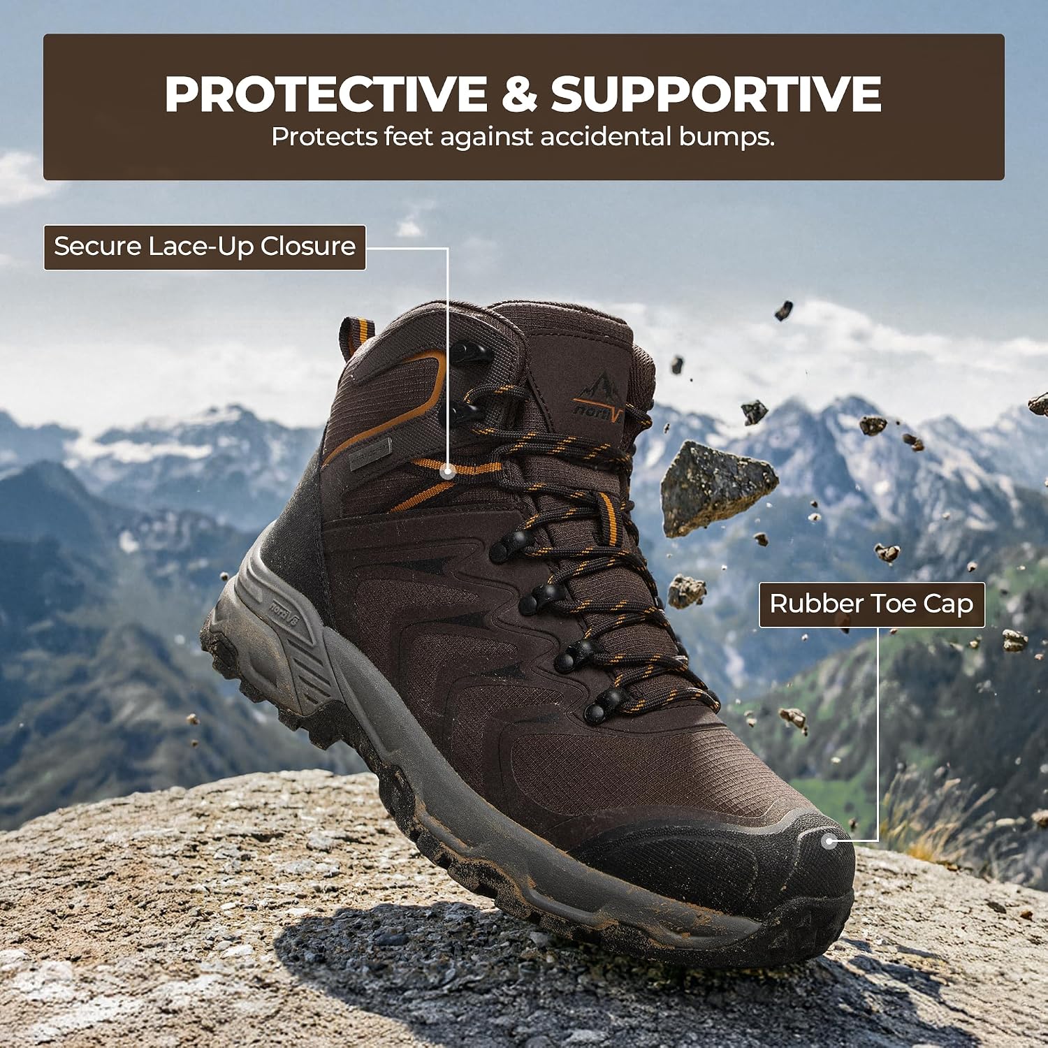 NORTIV 8 Men's Waterproof PRO Hiking Boots Outdoor Lightweight Non-Slip Arch Support Trekking Camping Ankle Boots Armadillo Update