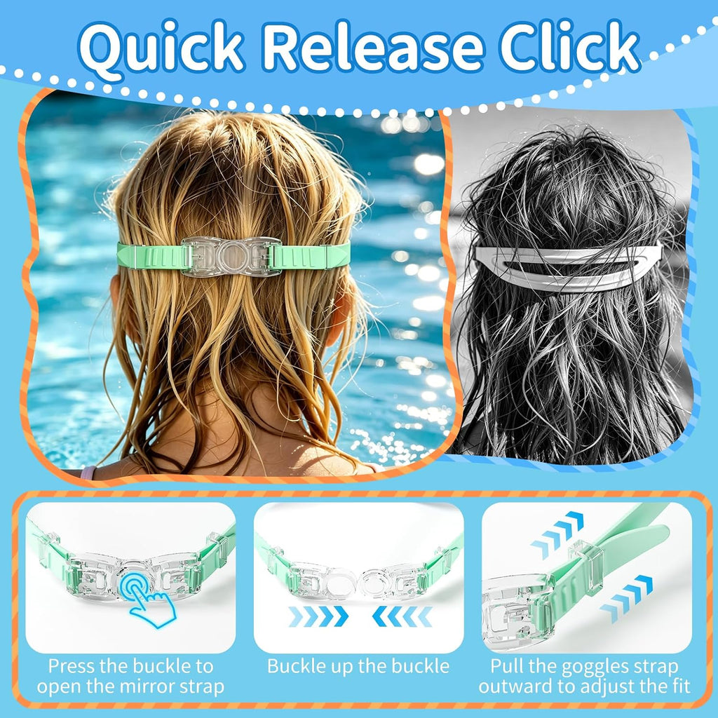 Kids Swim Goggles 2 Pack, Anti-Fog No Leak Swimming Goggles with UV Protection, Wide View Pool Goggles for Boys Girls