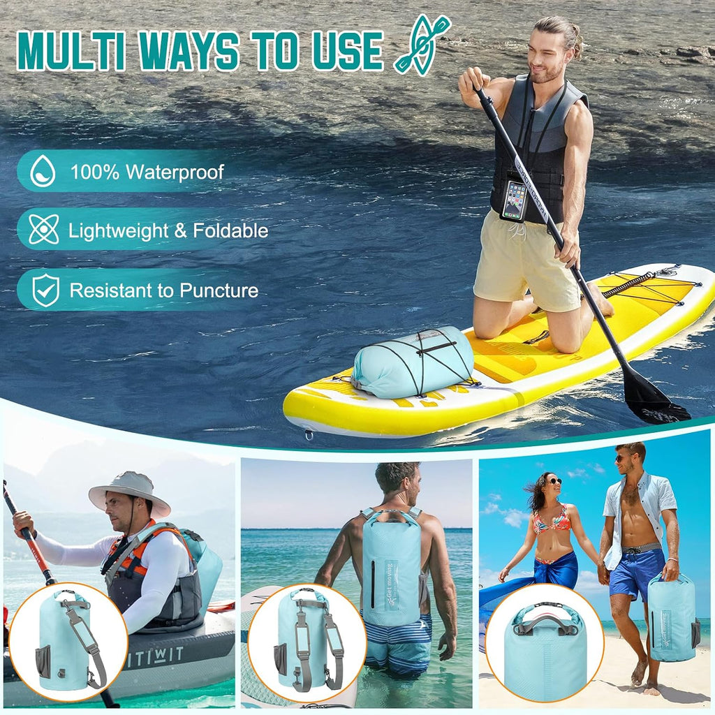 BKNOOU Dry Bag Waterproof for Kayaking, Roll Top Backpack for Women Men