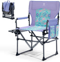 EVER ADVANCED Camping Directors' Chair with Side Table, Portable Folding with Compact Size, Heavy Duty Lawn Chair with Pocket for Camping, Lawn, Sports and Fishing, 400lbs, Purple