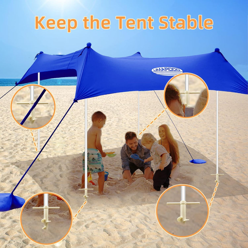 UMARDOO Beach Tent Sand Anchor,Sun Shelter Stand Holder Tent Stakes Ground Anchors Stakes,Camping Stakes Tarp Stakes for Tent Rain Tarps Canopy Camping Hiking (4 Packs)