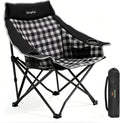 SUNNYFEEL Padded Oversized Camping Chairs for Adults, Heavy Duty Portable Folding Chair with Carry Bag, Side Pockets & Cup Holder, Supports 300 lbs, for Tailgating Hiking Picnic Backyard Black