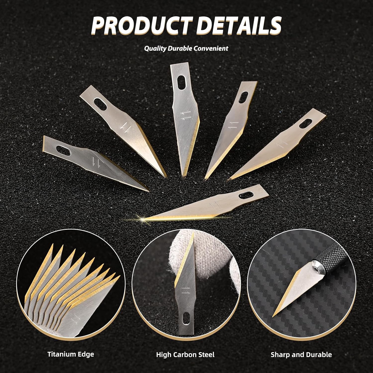 EHDIS Precision Craft Hobby Knife Blades # 11 Titanium Coated Blade Refill Hobby Art Blades Cutting Tool with Storage Case for Craft, Hobby, Scrapbooking, Stencil-20 Pack (Pack of 40)