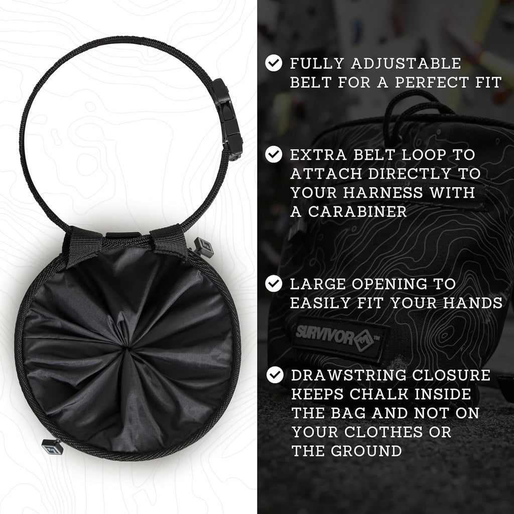 SURVIVOR Chalk Bag + Refillable Chalk Ball Bundle