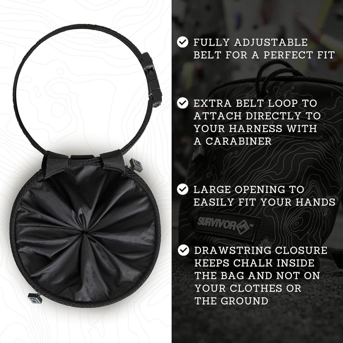 SURVIVOR Chalk Bag + Refillable Chalk Ball Bundle