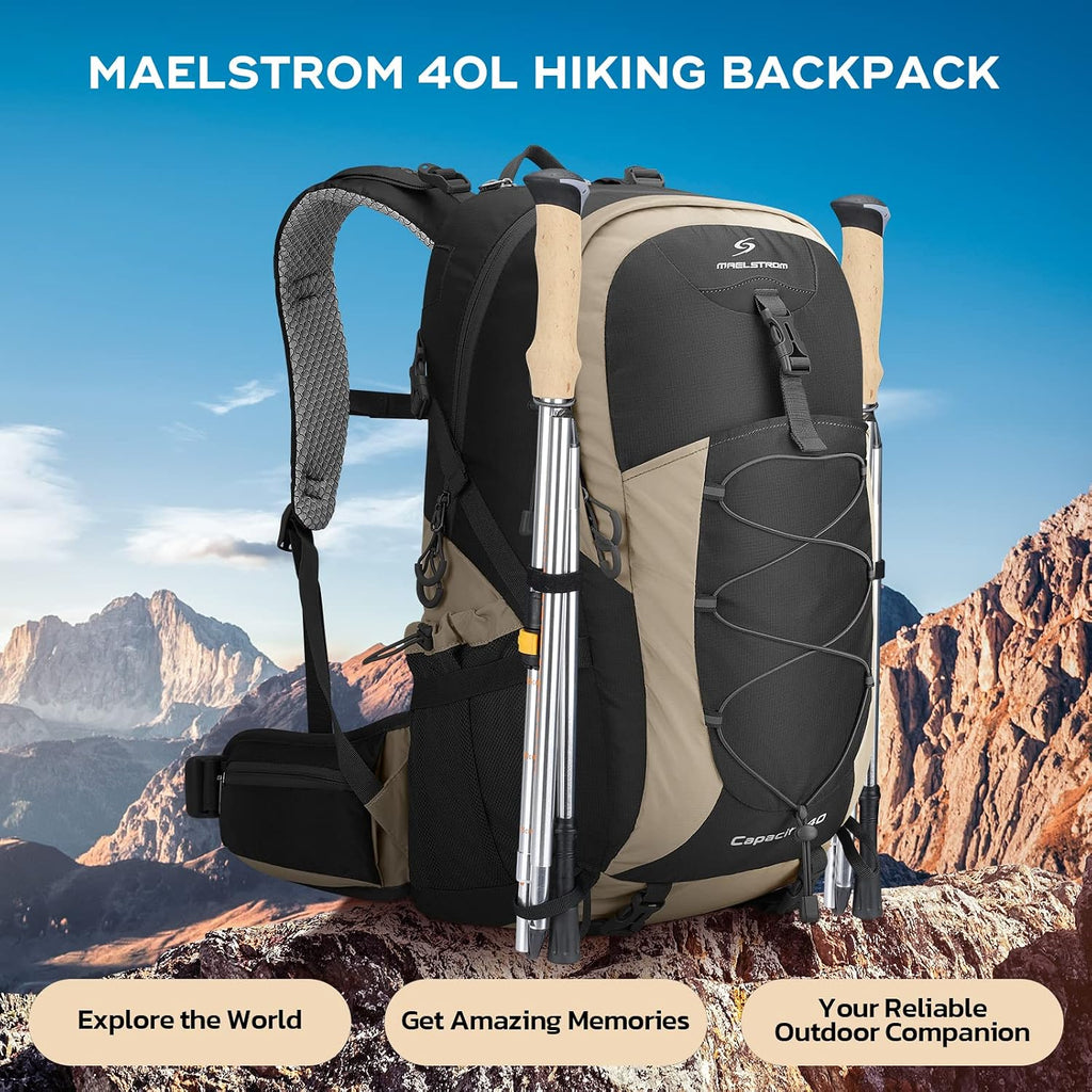 Maelstrom 40L Hiking Backpack, Lightweight Camping Daypack with Rain Cover