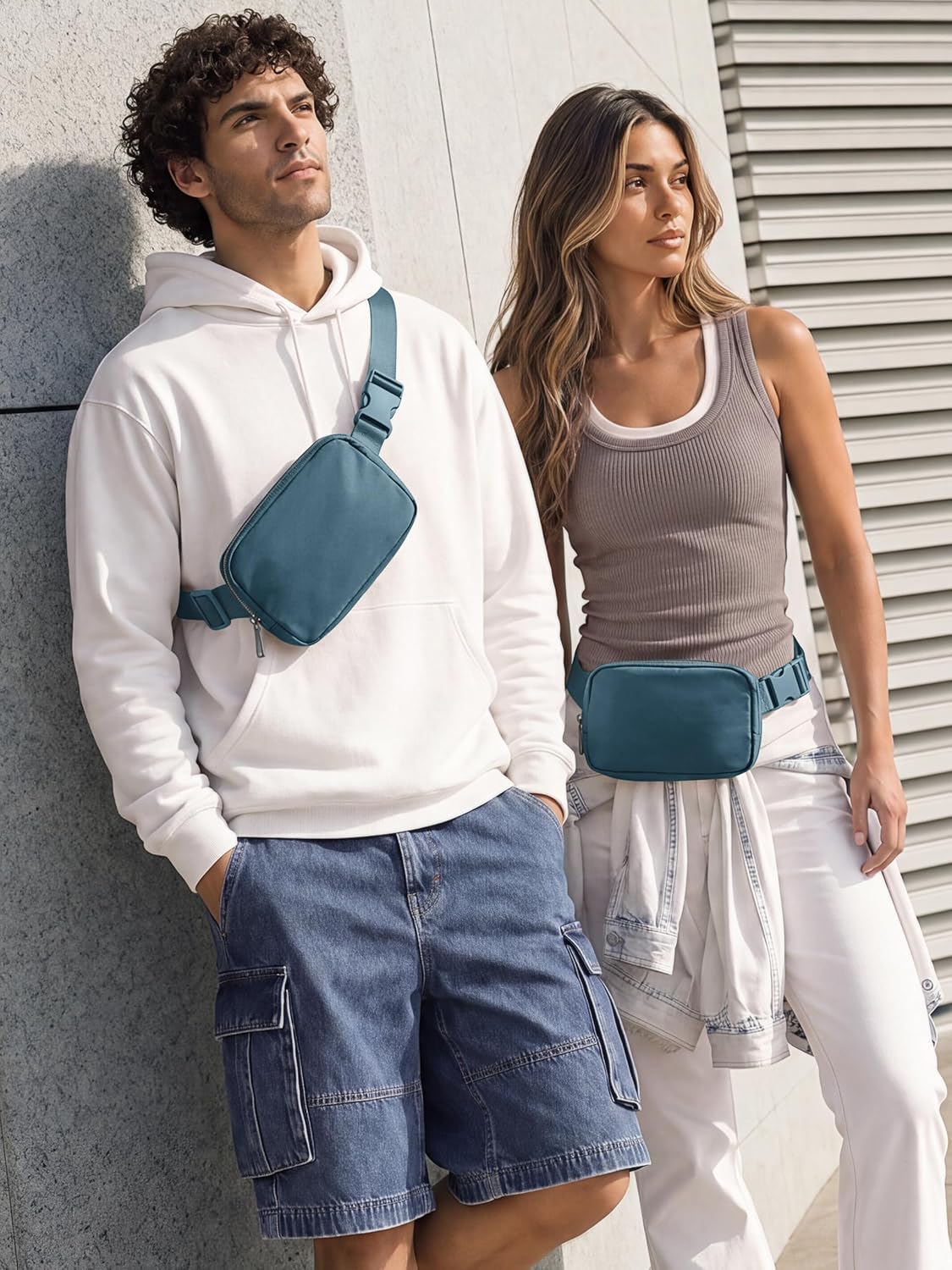 ODODOS Unisex Mini Belt Bag with Adjustable Strap Small Fanny Pack for Workout Running Traveling Hiking, Blue