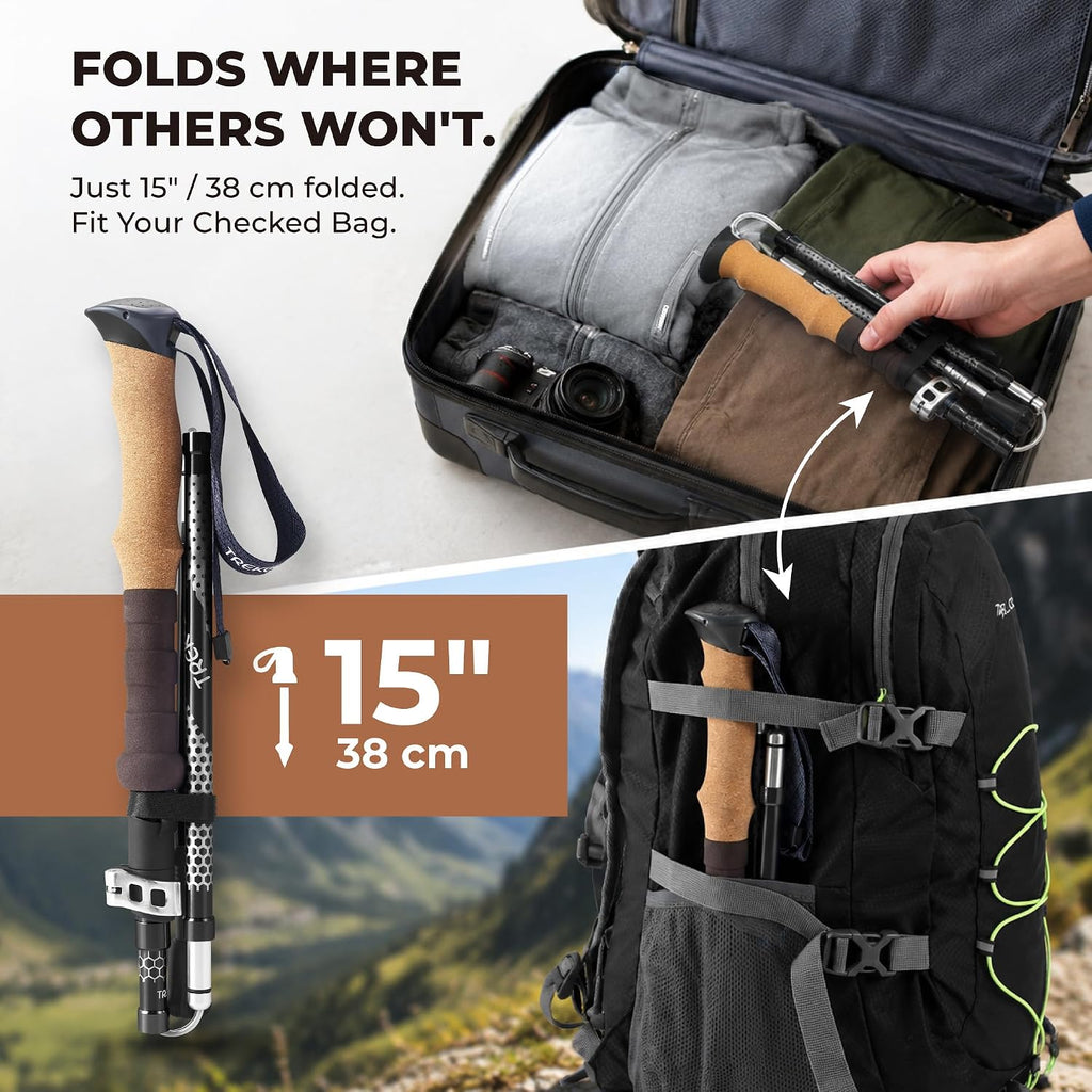 Trekology Trek-Z Hiking Trekking Poles, Walking Stick for Men, Women, 2pc