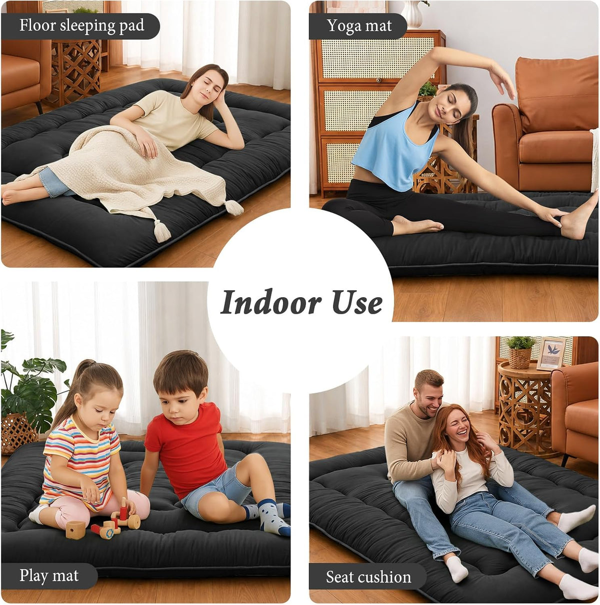 DAICO Japanese Floor Mattress, 4'' Thick Foldable Futon Mattress Full Size