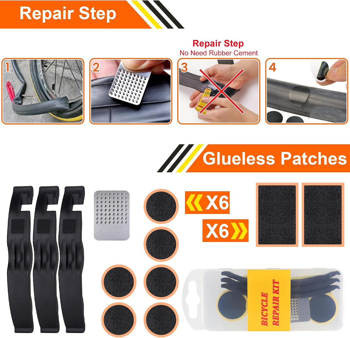 Bicycle Phone Frame Repair Bag with Tire Patch and Inflate Pump - Portable Travel Emergency Tool Kit, Bike Accessories for Adult Bikes with IPX4 Waterproof and Compatible Phone Under 7"