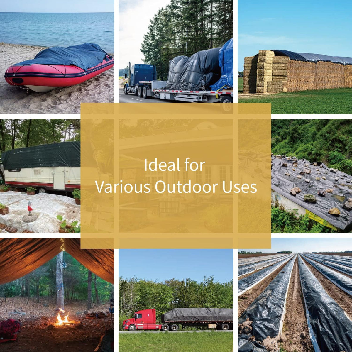 GUARD SHIELD Tarps Heavy Duty Waterproof Black Plus+ 12x16 FT Large 12 mil