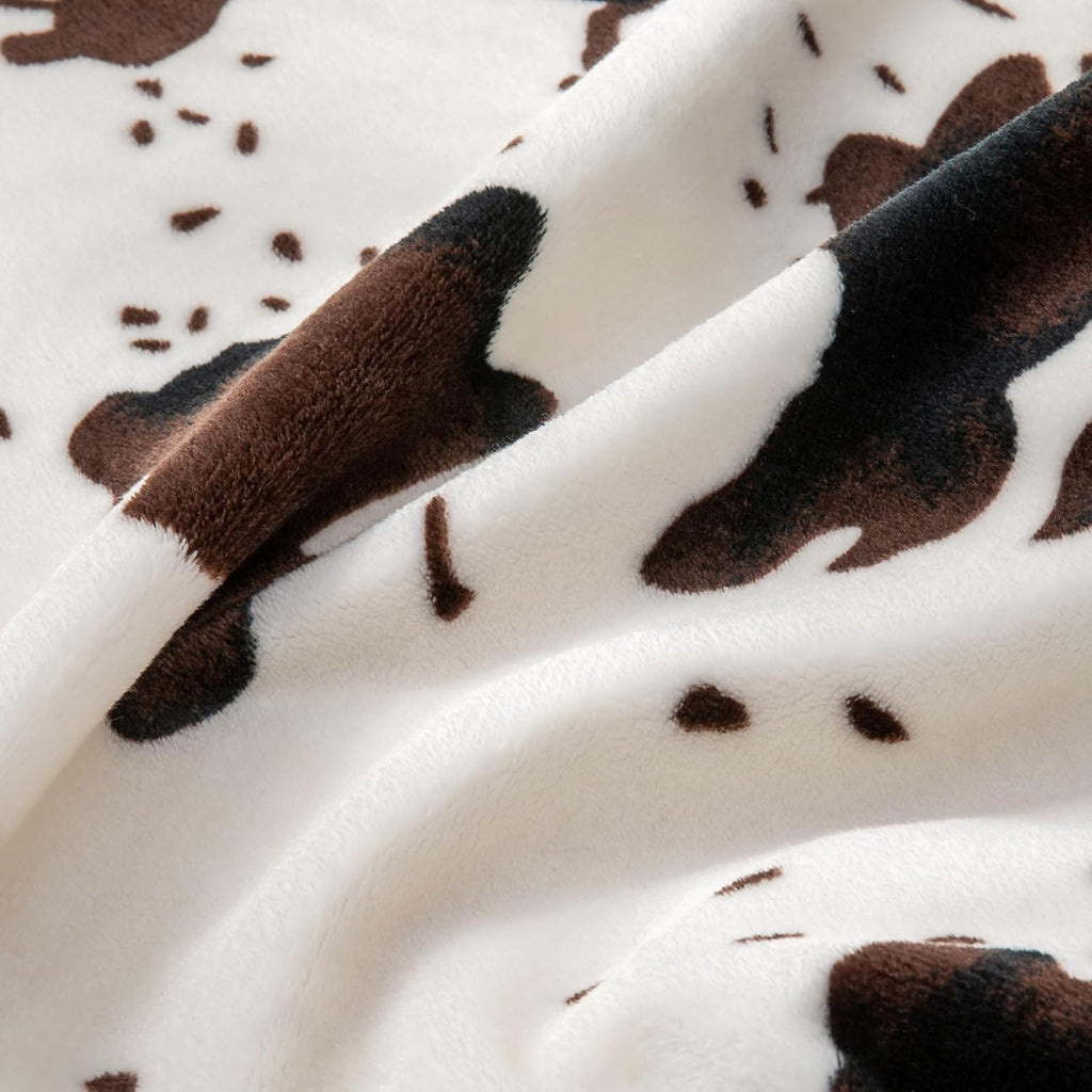 BEDELITE Fleece Blanket Soft Plush Throw for Couch Brown Cow 50"x60"