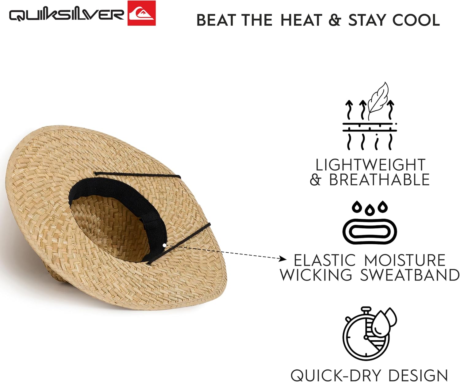 Quiksilver Men's Wide Brim Outdoor Lifeguard Straw Sun Hat