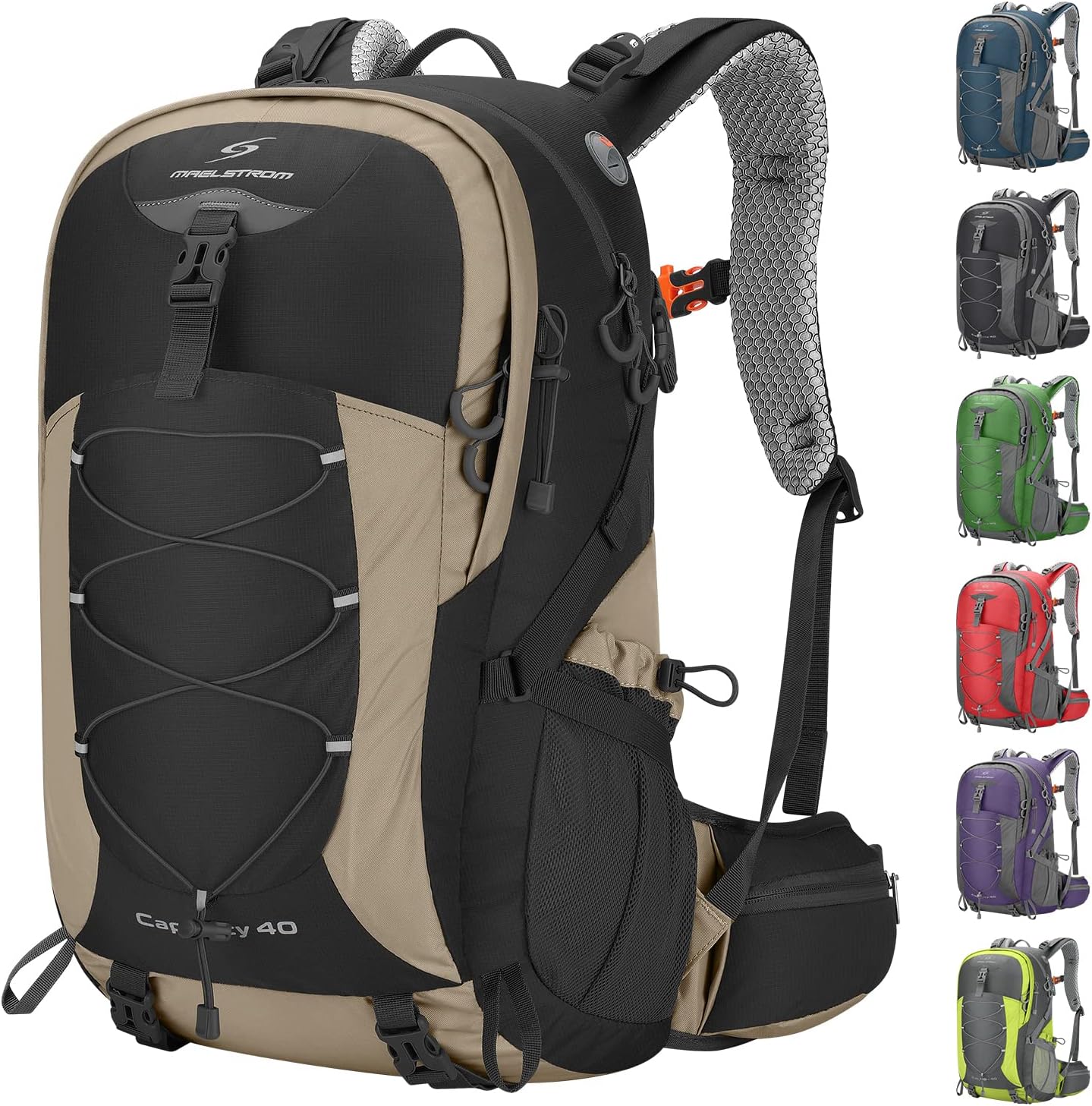 Maelstrom 40L Hiking Backpack, Lightweight Camping Daypack with Rain Cover