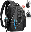Piscifun Fishing Backpack, Rod Holders, Lightweight Sling Bag, Black Large