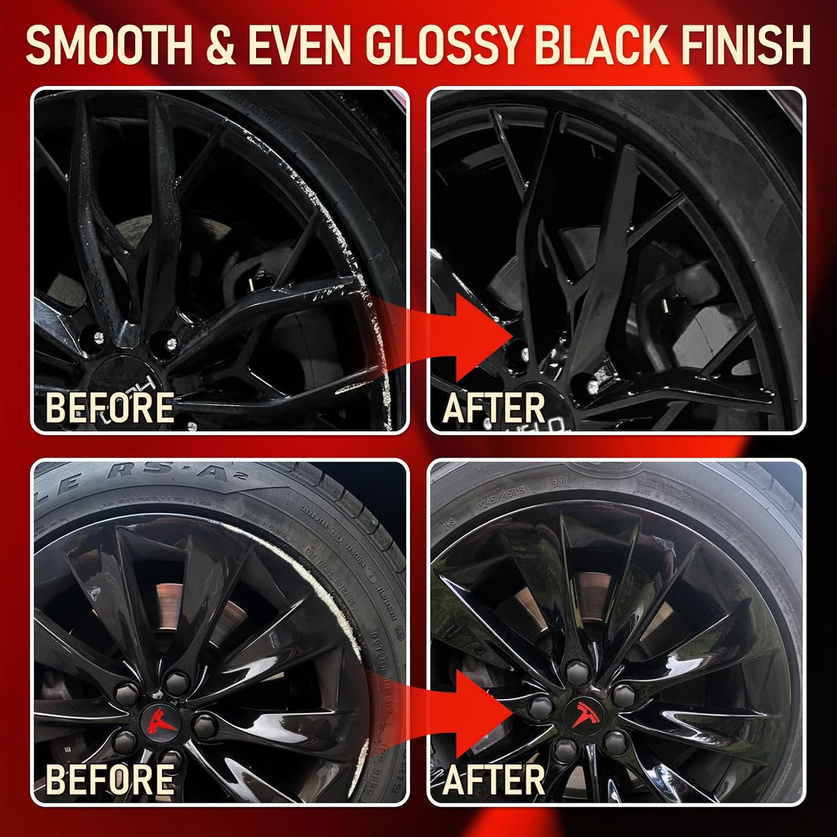 Gloss Black Rim Touch Up Paint, Rim Paint for Curb Rash & Scratch, Car Rim Curb Rash Repair Kit for Alloy, Enamel, Metal, Universal Black Automotive Touch Up Paint Pen (1 fl oz)