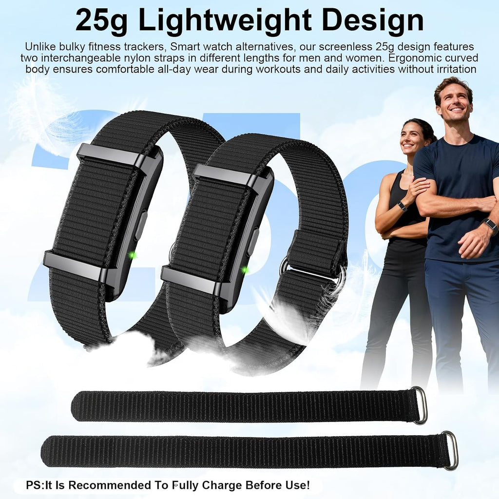 Smart Bracelet Fitness Trackers for Men Women, Smart Watch 24/7 Heart Rate Sleep Stress HRV Monitor, 170+ Sports Modes, 2 Bands, Free APP
