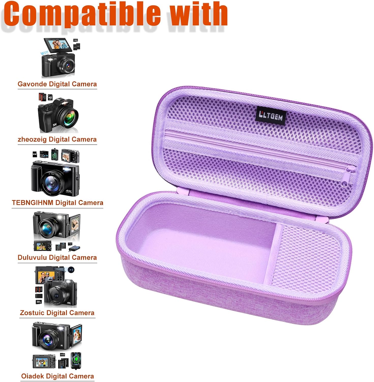 4K Digital Camera Case for Duluvulu/W & O/Gavonde/VJIANGER/FACLAM Purple