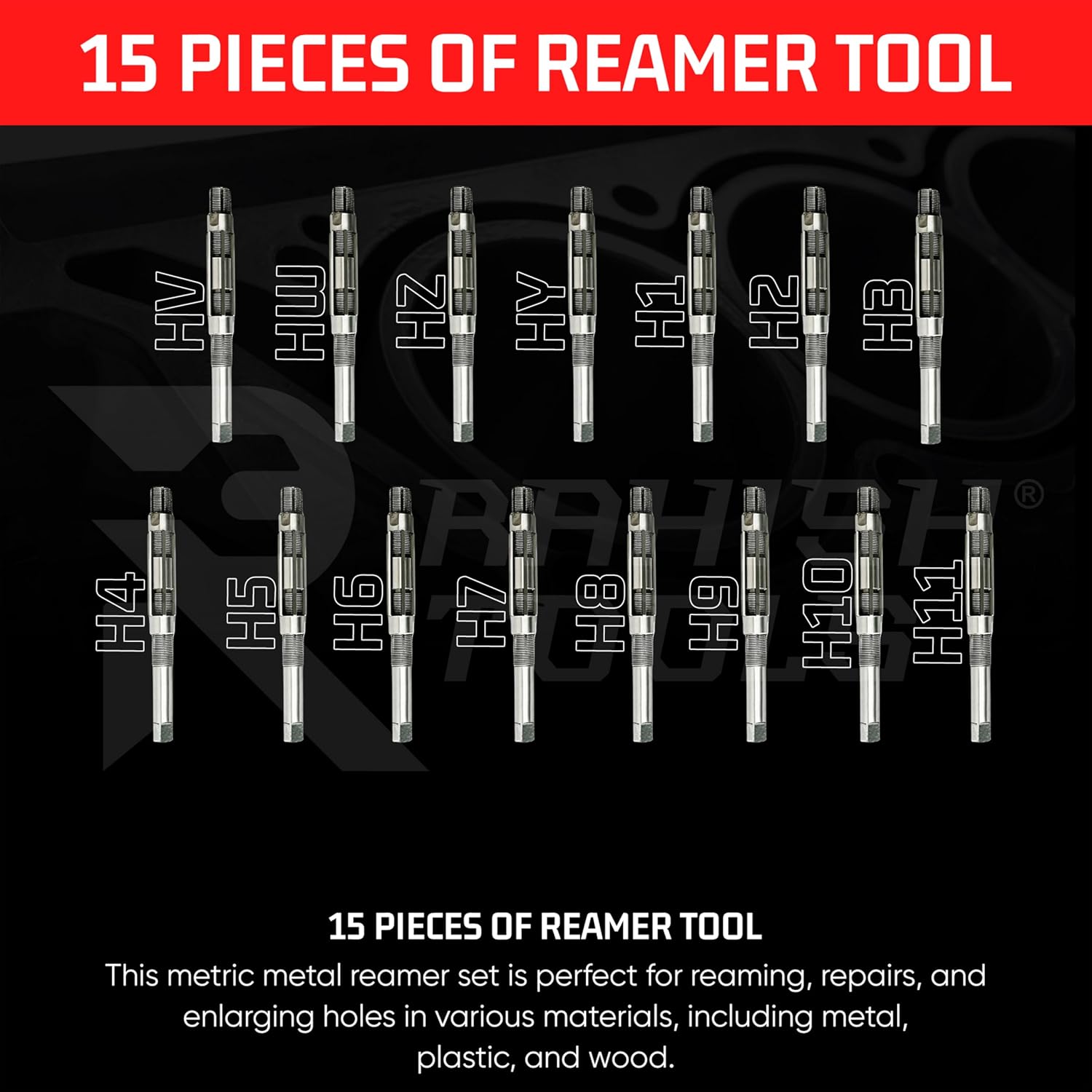 Adjustable Hand Reamer HV-H11 for Metal & Wood Repairs, 1/4" to 1-1/16"